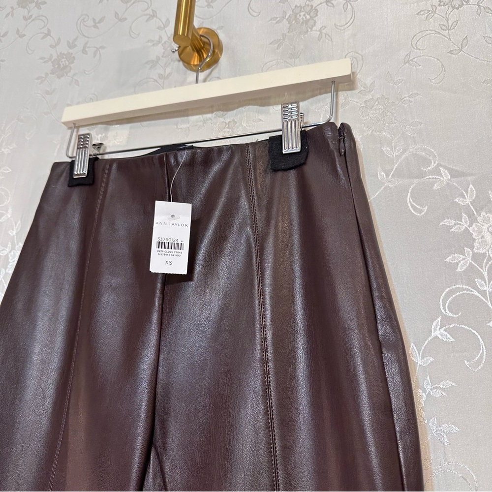 Ann Taylor Women's Brown Faux Leather Pants XSMALL NWT - Picture 7 of 11